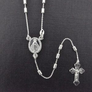 24" .925 Sterling Silver 3mm Bar Bead Rosary
